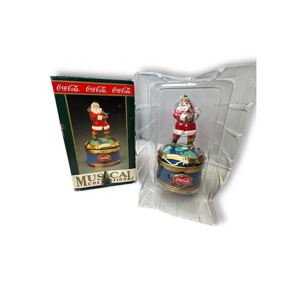 1993 Coca-Cola Musical Santa Figurine Travel Refreshed QVC Provenance - Picture 1 of 7